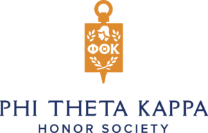 The orange key symbol with the Greek Phi Theta Kappa letter and the words honor society